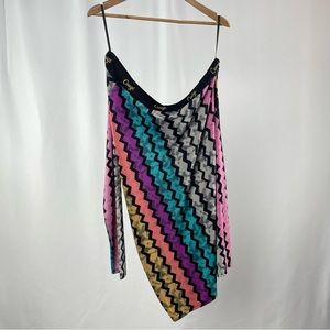 Vintage Coogie Y2K One Sleeve Printed Mini Dress in Multi Size 1X